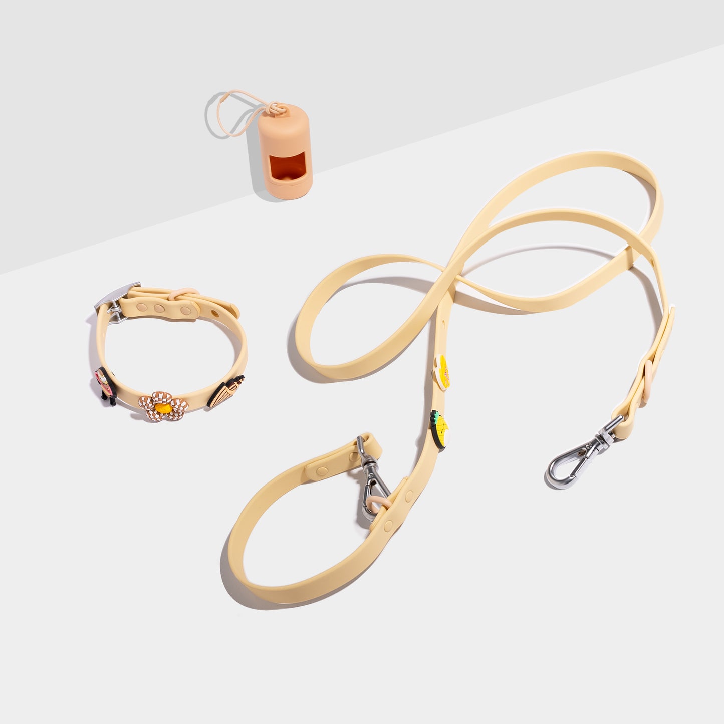 Bundle - Dog Collar, Lead, 5 Charms and Poop Bag Holder